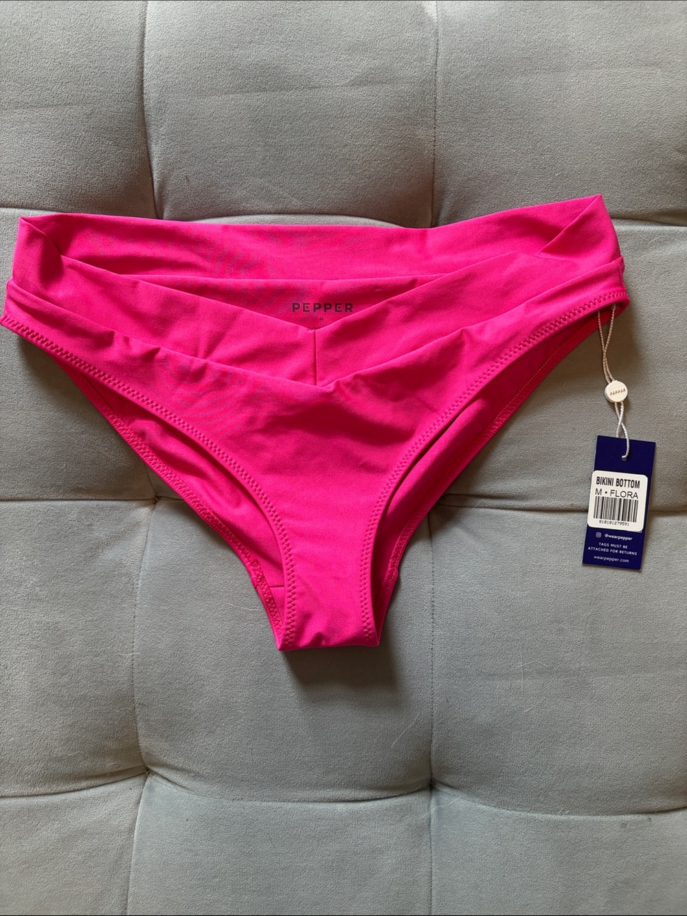 Pepper Women's Hot Pink Bikini Bottom - Folded V-Waist